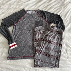 BRAND NEW Family Pajamas Gray and Red Patterned Pajama Set